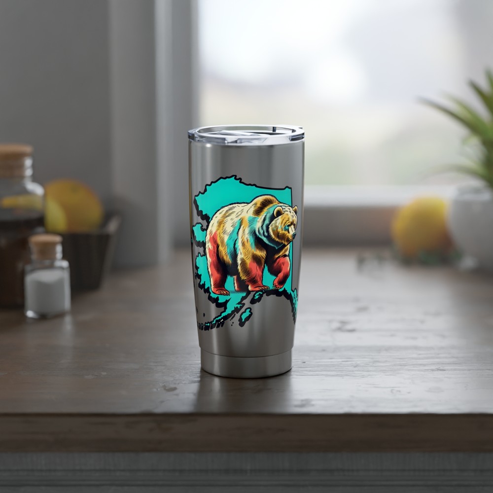 Alaska Grizzly Bear Insulated Tumbler Travel Mug