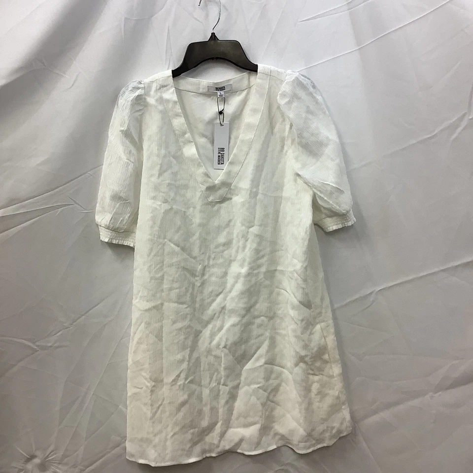 Mini Vestido BB Dakota By Steve Madden Para Mujer Blanco Brillante Mangas Abullonadas Talla L Foto 2 de 4