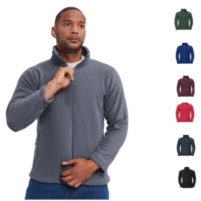 Mens Fleece Jacket Full Zip Up Plain Soft Warm Outdoor Zipped Jumper Russell