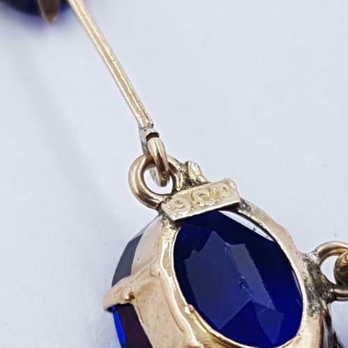 9ct Yellow Gold Antique Cobalt Glass Cable Link Necklace 41cm #8328 - Picture 10 of 13