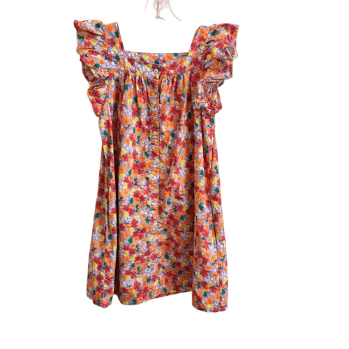 Tea Flutter Sleeve Floral Button Down Shirt Dress Purple Girls Size 14 - Picture 6 of 6