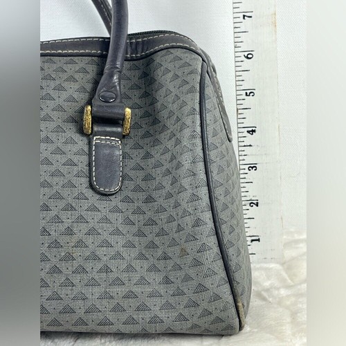 Bolso Liz Claiborne de Cuero Gris Carbón Triángulo Logo Cartera De Colección 1984 - Imagen 13 de 16
