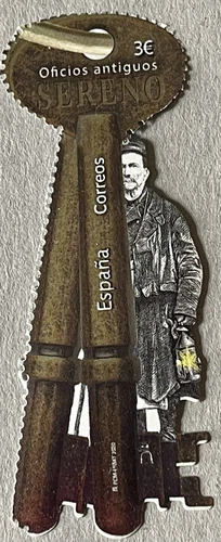 Estampilla Night Watchman 2020 como nueva - forma única e extraña.