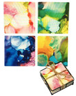 Friendship Heart Gallery Artisan Ceramic Tile Absorbent Coaster Set Alcohol Ink