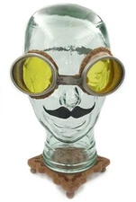 Antique Amber WWII British Dispatch MT Tank Goggles Safety Glasses Vtg