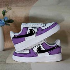 Nike Air Force 1 Custom Shoes Plum Purple Black Graffiti Cartoon Mens Womens