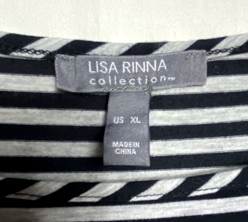 Top tejido a rayas manga larga colección Lisa Rinna talla XL negro blanco B22*N - Imagen 6 de 7