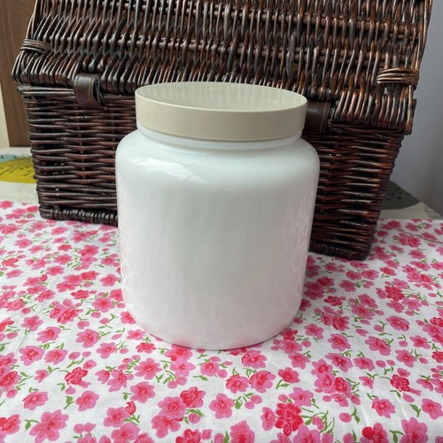 Vintage Eternal Beau Biscuits Storage Jar Canister Milk Glass Johnson Bros - Picture 5 of 9