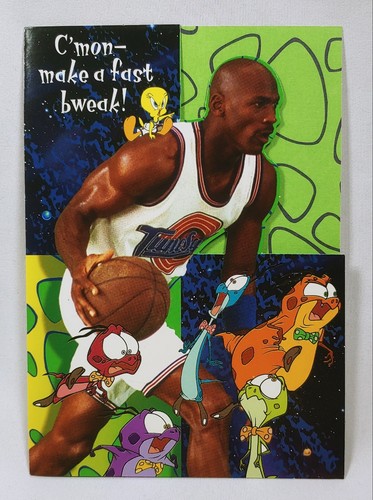 1996 Michael Jordan Tweety Nerdlucks Space Jam Greeting Card Gibson Greetings - Picture 1 of 5