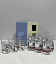 Pfaltzgraff Snowbear 12 Piece Holiday Glassware Set - 6 Juice 6 Coolers Glasses