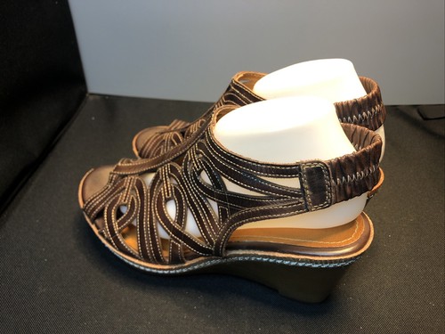 Sandalias de salón LNWO W US10.5/EU41 PIKOLINOS CUERO MARRÓN TACÓN 3.25" TACÓN HONDA - Imagen 4 de 12