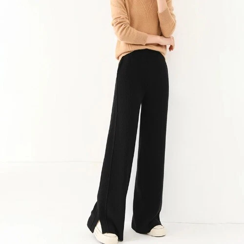 Pantalones sueltos de cachemir de cintura alta para mujer - Imagen 5 de 31