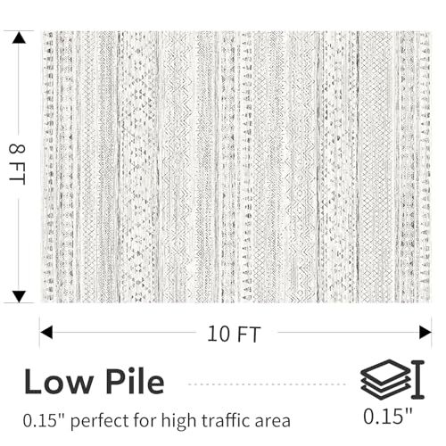 8x10 Area Rugs for Living Room Rugs, Washable Rug Neutral Carpet 8'x10' Black - Picture 2 of 6