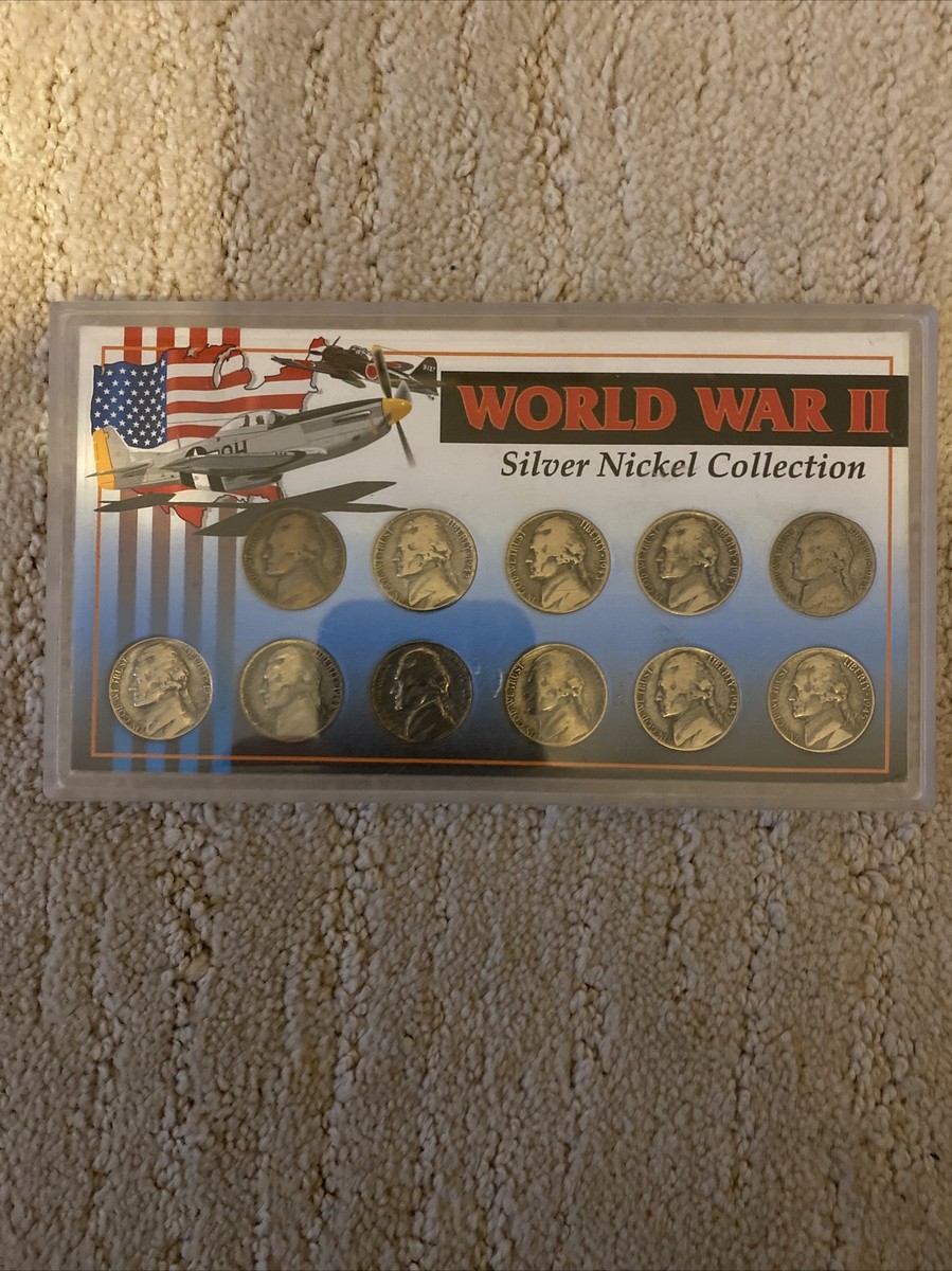 1942 - 1945 World War II Silver Nickels WW2 Coin Set Collection