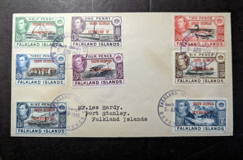 1945 Falkland Islands Cover South Georgia to Port Stanley Les Hardy 2