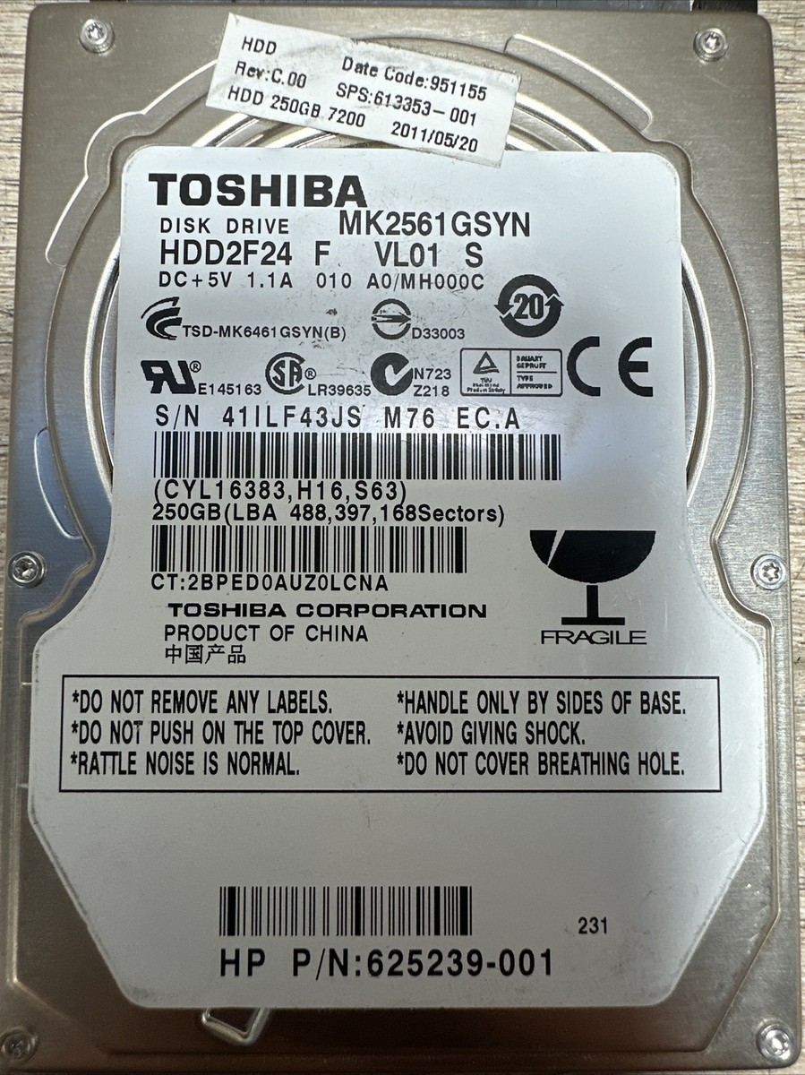 Toshiba HDD MK2561GSYN 250GB Internal 7200RPM 2.5 Toshiba HDD MK2561GSYN 250GB Internal 7200RPM 2.5