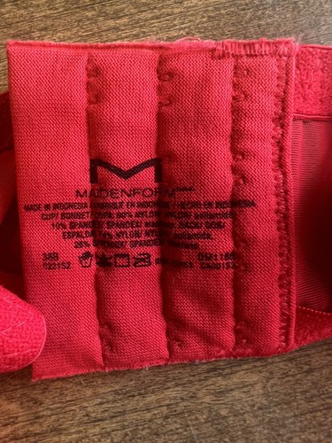 MAIDENFORM 38B Red Wireless Wirefree Lightly Lined Lace Bra New - Imagen 5 de 5