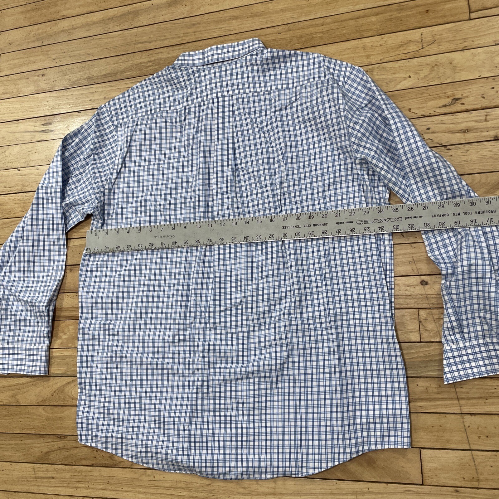 L.L. Bean Shirt Men XL Reg Blue Check Plaid Button Down Wrinkle Resist Classic