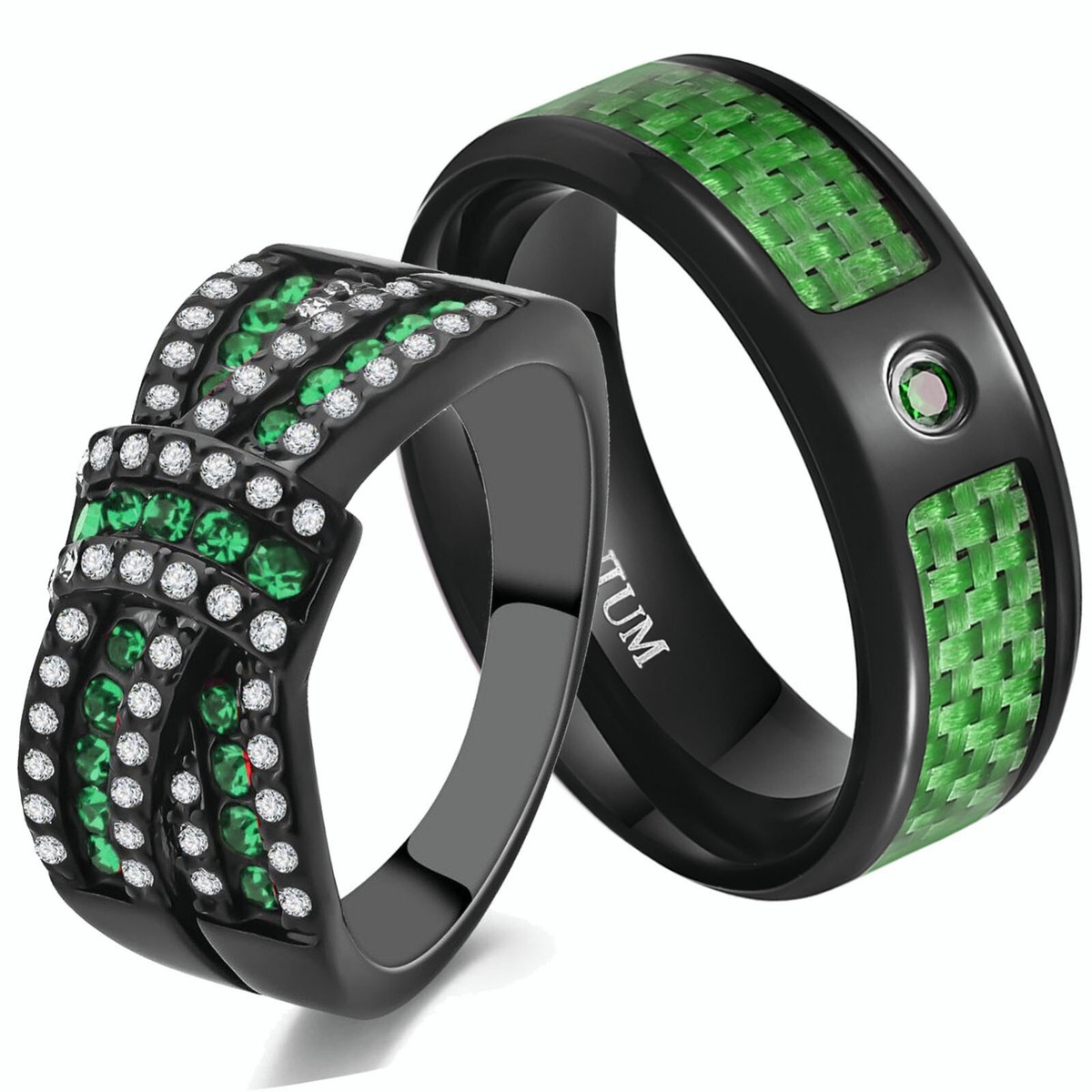 Black matching wedding bands deals