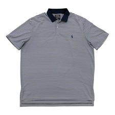 Polo Ralph Lauren Shirt Men's XL Short Sleeve Navy Blue White Striped EUC