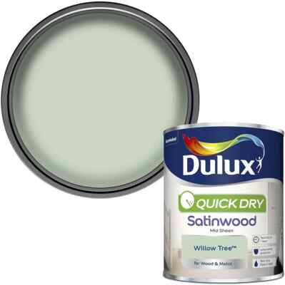 Dulux schnelltrocknende Satinwood Farbe für Holz Metall Weidenbaum 750ml