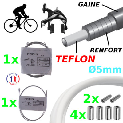 2 mètres de gaine blanche au Teflon pour vélo vintage ville course vtt vtc