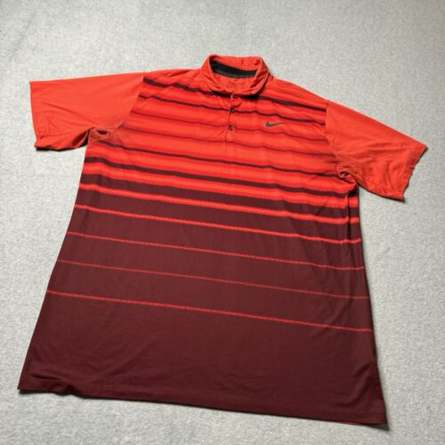 Nike Tiger Woods Polo Shirt Mens 2XL XXL Red Solid Performance Stretch Golf - Picture 2 of 19