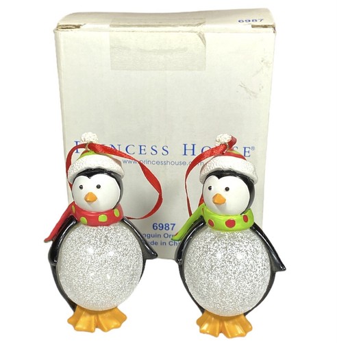 Casa Princesa 2 Adornos Pingüino 6987 Árbol de Navidad Invierno Vidrio - Imagen 1 de 3