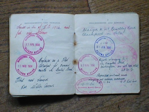 Aliens order 1920 Certificate JOHN COYLE USA citizen record of movement 1934/5 - Picture 3 of 6