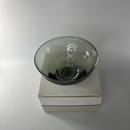 Kate Spade Lenox Castle Creek Crystal Bowl in Smoke Grey 6.5"W New - Picture 2 of 6