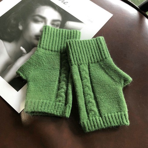 Handschuhe Strick Damen Halbfinger Fingerlos Warm Fäustlinge Handschuh Winter Elasti - Bild 19 von 22