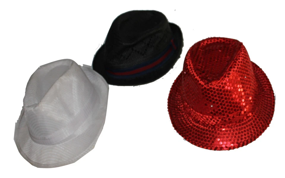 Juego de 3, Sombrero Disfraz Gangster Mafia Niños Talla, Rojo Negro y Blanco Foto 2 de 4