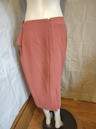 TOPSHOP dark pink bow front detail below the knee pencil skirt size 12 - Picture 3 of 4