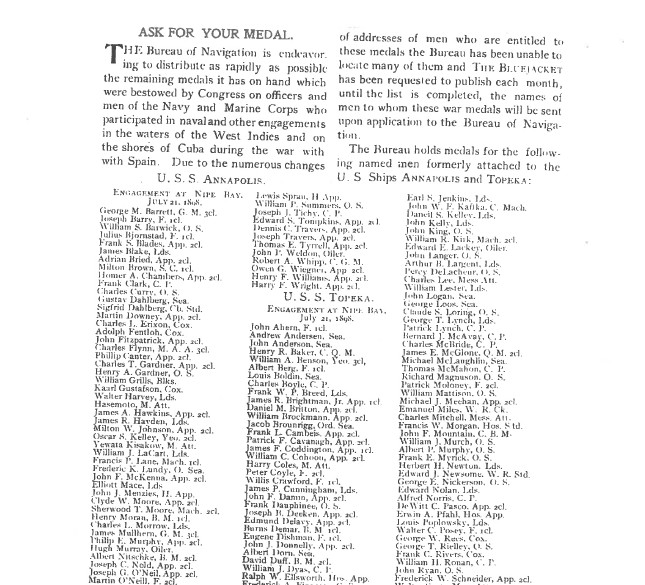 Spanish American War Sampson Medal West Indies Campaign Unissued Medal List Book