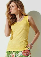 Ribbed Floral Stretch Cotton Jacquard Vest Top with a vintage wash finish 12