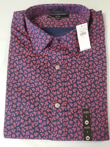 Non-Iron Shirt Navy Floral Pink 