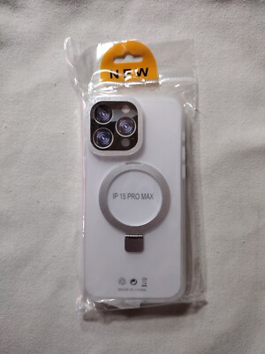 iPhone 15 Pro Max Case - White Translucent Matte  MagSafe Kickstand Shockproof