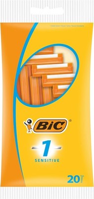 BIC 1 Sensitive Rasierer Herren, 20 Einwegrasierer mit je 1 Klinge, gerillter