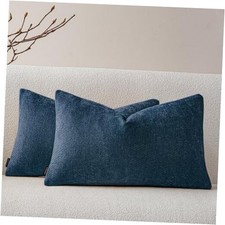 Pack of 2 Decorative Chenille Throw Pillow Covers 20" x 12" Pack of 2 Blue