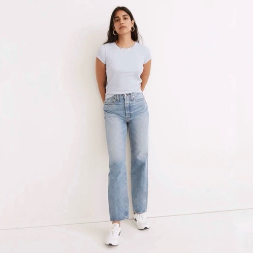 Madewell Petite Perfect Vintage Straight Jean High Waist Rigid Denim Seyland 25P - Picture 4 of 16
