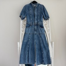 Donna Ida Denim Dress Womens XS The Ophelia Midi Puff Sleeve Cottage Western