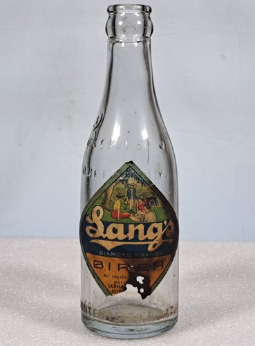 Scarce Old Lang's Birch Beer Prohibition Labeled Soda Bottle Buffalo NY Lang