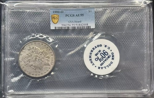 1880 O Morgan Silver Dollar PCGS AU-55 GSA Hoard - Picture 1 of 2
