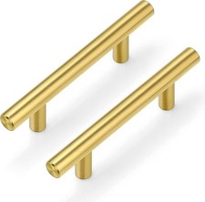 30Pack 3''Hole Centers Gold Cabinet Handles-Brushed Brass Cabinet Pulls Gold