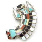 Zuni Signed Sterling Sunface Turquoise Inlay Necklace Brooch Lot of 3 #S5633-1 — photo 6