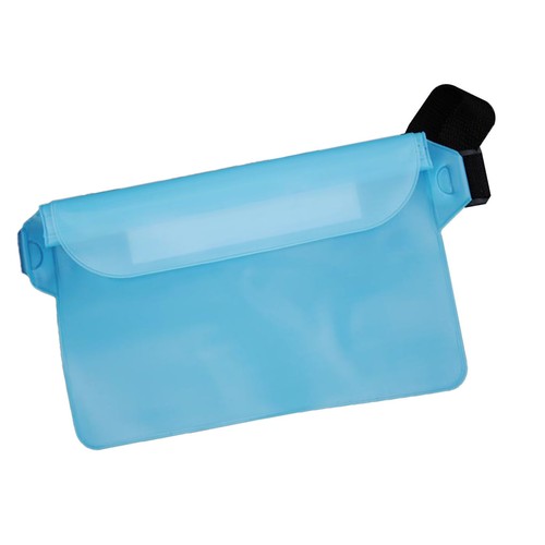 (Light Blue)Waterproof Pouch With Waist Strap PVC Three Layer Sealed DO - Photo 3 sur 12
