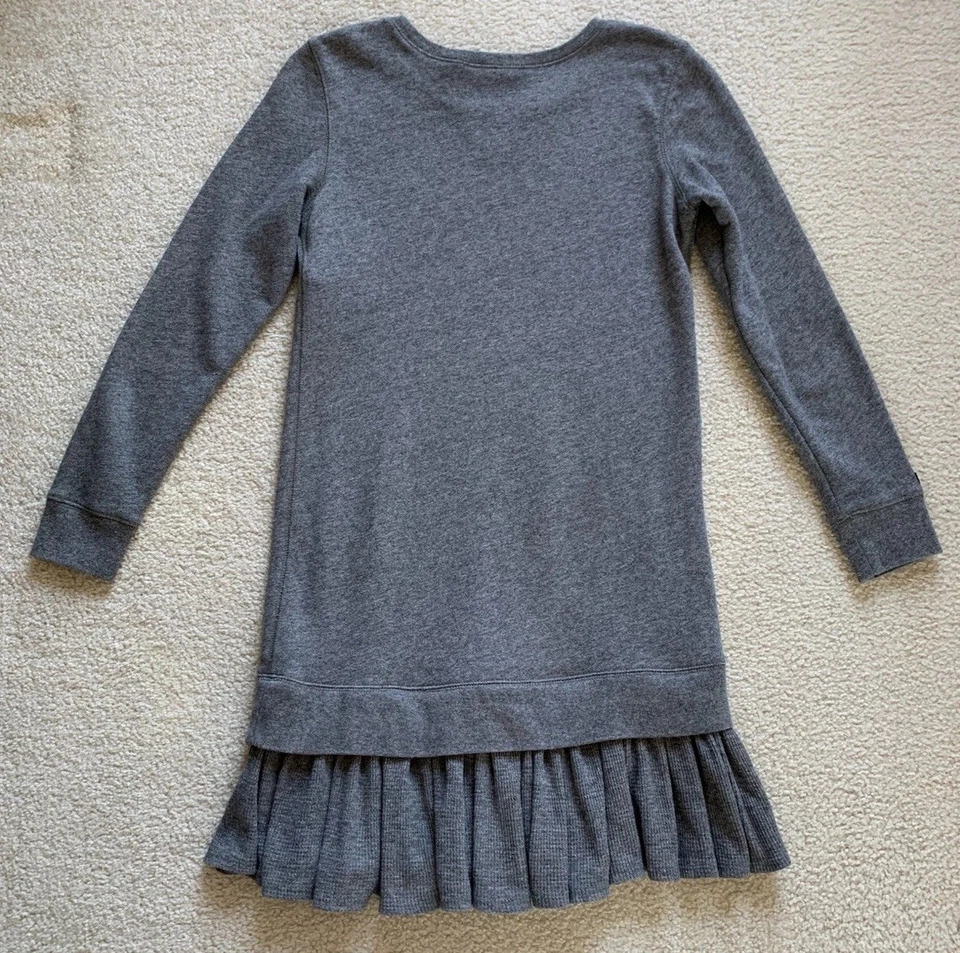 Lindo Vestido Sudadera Polo Ralph Lauren Niñas XL (16) Gris Térmico Volantes Escuela Foto 2 de 4