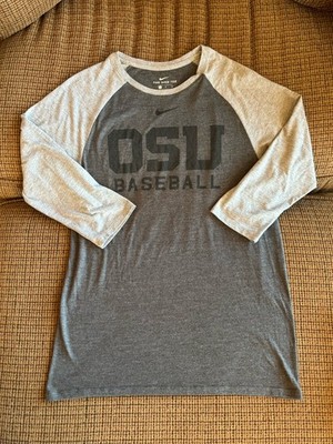 Nike Men s Oregon State Beavers Baseball Raglan 3/4 Sleeves Gray Sm- GUC!