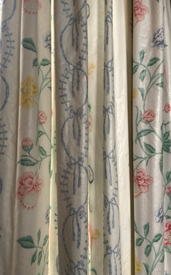 BRUNSCHWIG & FILS CUSTOM DRAPES, 2 LARGE PANELS, SMOCK TOP, 44''x 140''x96'' LONG