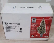 Home Accents Holiday 6.5 Ft. Pre-Lit FESTIVE Pine Flocked Christmas Tree - NIB